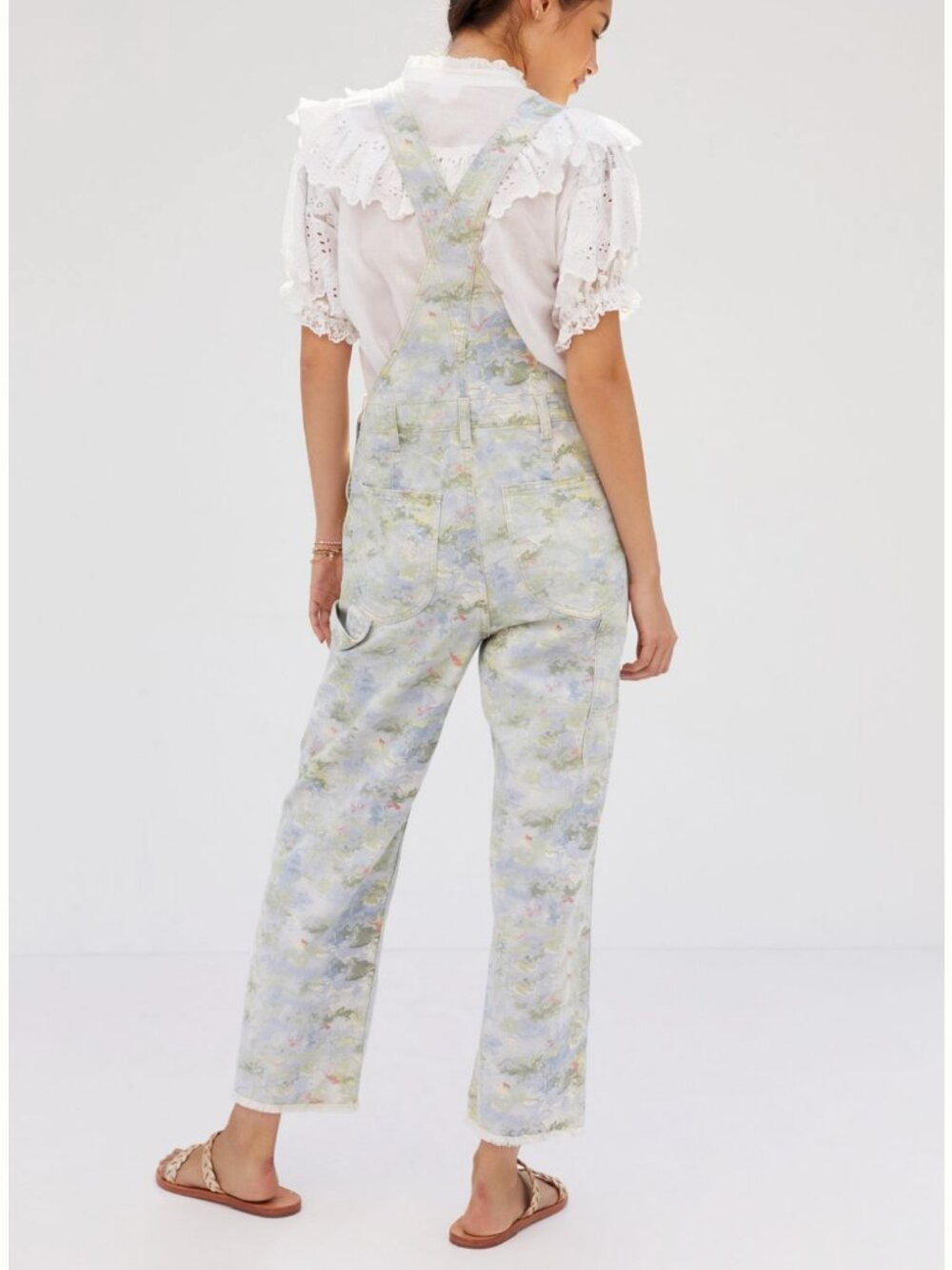 RARE Anthropologie PILCRO Monet Multi Floral Watercolor Overalls 27 VG - Picture 3 of 6
